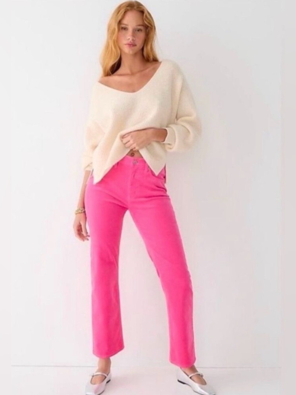 J.Crew High Rise Slim Demi
Boot Corduroy Pants Vivid Pink
Womens size 25